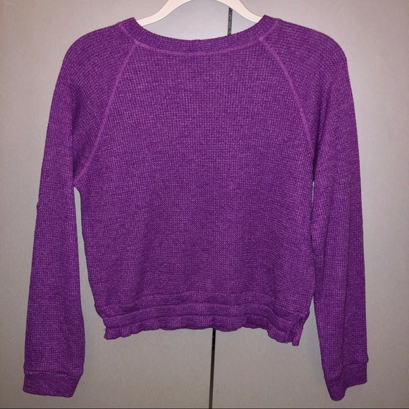 Monrow Thermal Raglan Tee in Orchid, Size Small - Picture 6 of 6